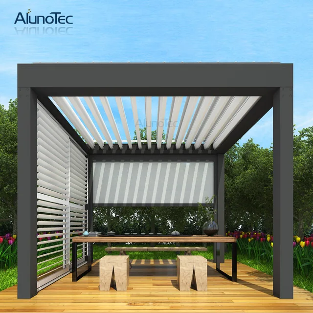 Ip 67 Electric Customized Pergola Opening Patio Aluminium Louver Ip 67 Electric Customized Pergola Opening Patio Aluminium Louver Roof Systems 4m Width X 5m Projection 3m Height