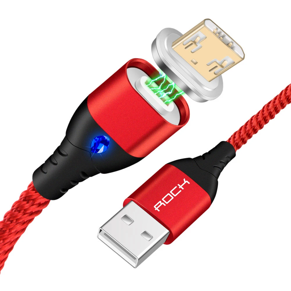 ROCK Магнитный кабель 5A супер быстрая зарядка для iPhone samsung Micro USB для Xiaomi type C кабель со светодиодной подсветкой