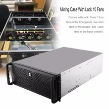 Open Air Mining Frame Rig Graphics Case GPU ATX Fit 6/8 Graphics Card Ethereum ETH ETC ZEC XMR 10 Fans With Lock