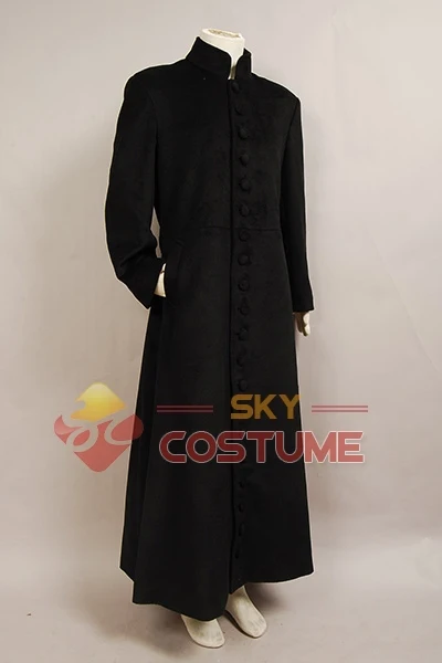 Matrix Neo Schwarz Wolle Trench Mantel Outfit Uniform Cosplay Kostüm Halloween