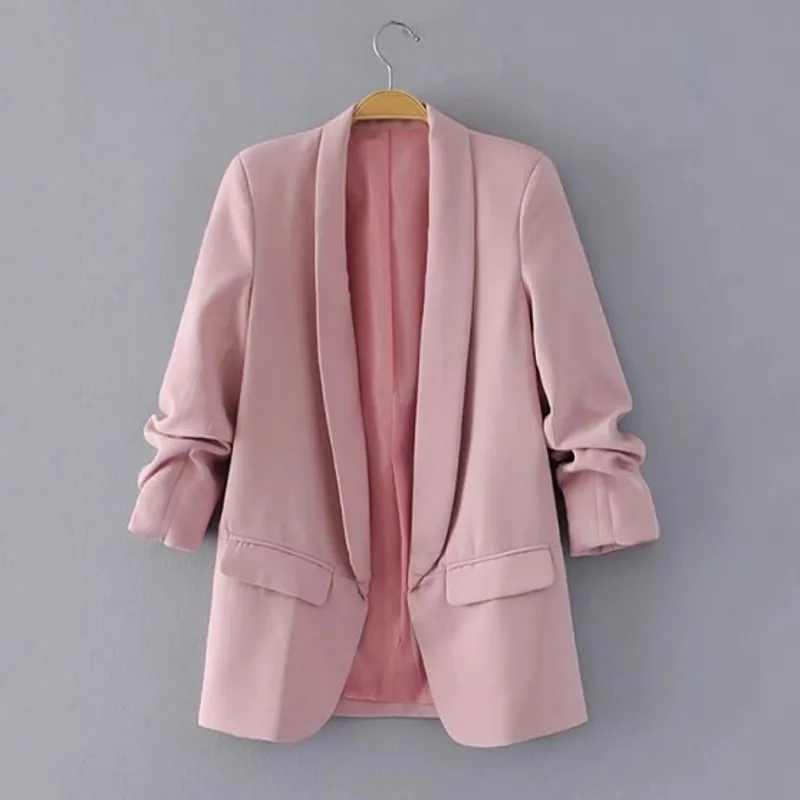 pink Yinlinhe, розовый костюм, пальто, куртки для женщин, весна, элегантные офисные женские Формальные куртки, женские шикарные пальто большого размера, верхняя одежда 764 - Цвет: pink