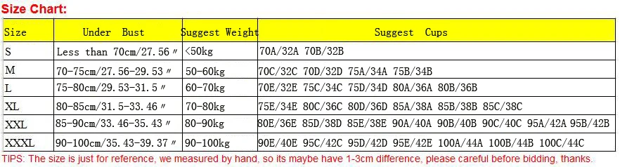 size chart 3xl