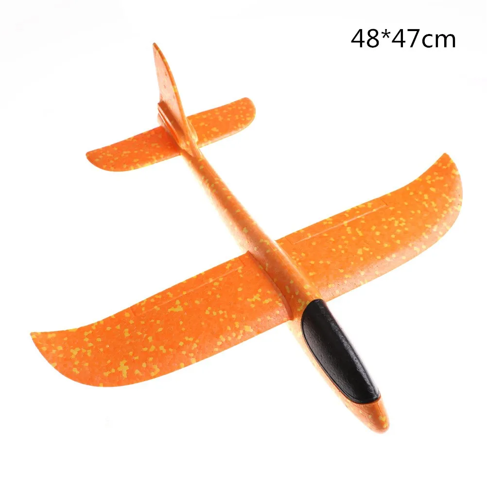15 видов стилей EVA самолет из пенопласта ручной запуск метательный планер инерционный пенный самолет модель самолета игрушки для улицы - Цвет: 48cm orange