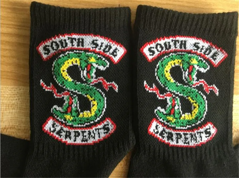 Кино и телевидения периферии ривердейл "South Side serpents" Для мужчин и Для женщин носки-трубы средней высоты модная сезон хлопковые носки в подарок