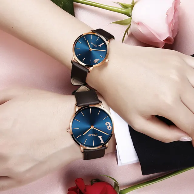 Olevs Coppia Orologi Da Donna In Pelle Impermeabile Al Quarzo Uomo Orologio Semp Olevs Coppia Orologi Da Donna In Pelle Impermeabile Al Quarzo Uomo Orologio Semp
