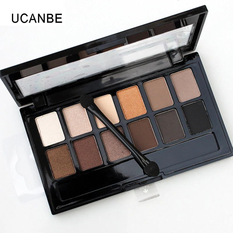 Ucanbe 12 цветов Pro Nude Earth color макияж тени для век Палитра с кистью дымчатые тени для век мерцающие матовые минеральные Водонепроницаемые Наборы