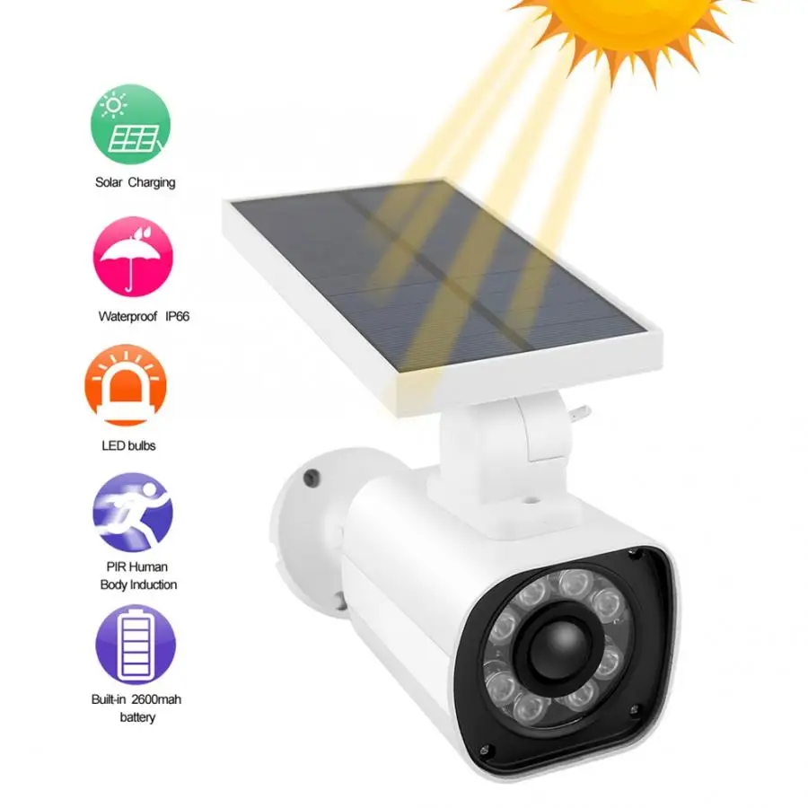 

Solar Power Induction Waterproof IP66 Garden Wall LED Light Dummy Fake Camera Simulation Monitor