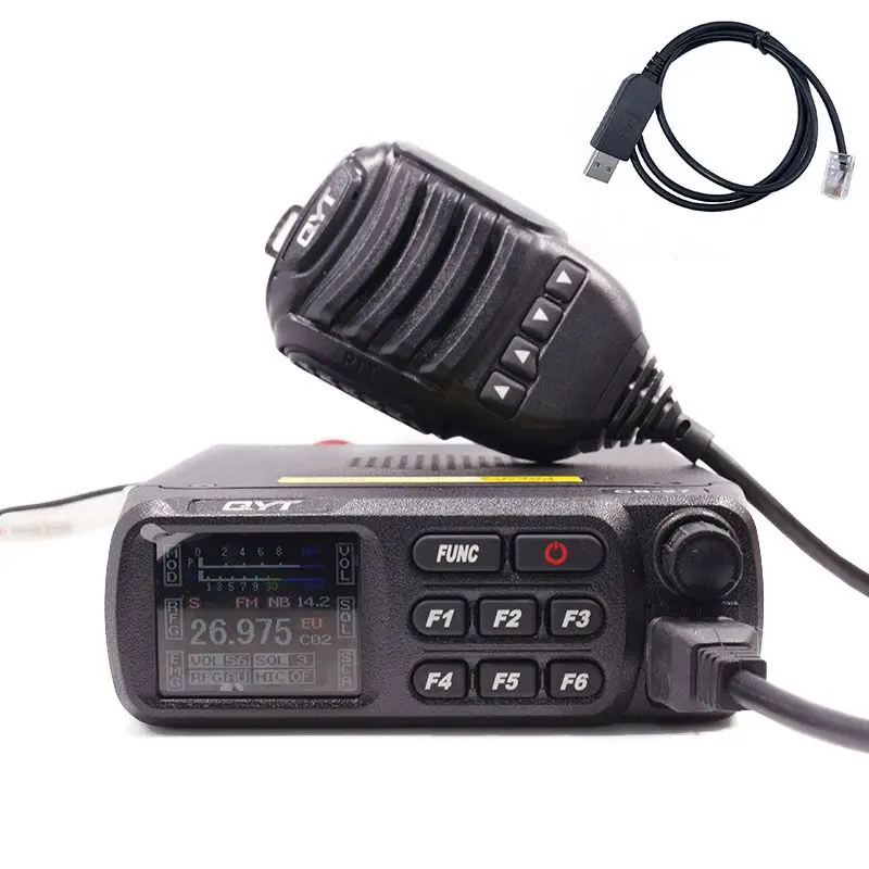 QYT CB-27 CB радио 26,965-27,405 МГц AM/FM 12/24V 4 Вт ЖК-дисплей Экран shortware Citizen Band мульти-нормы Мобильная радиостанция CB CB27 - Цвет: add program cable