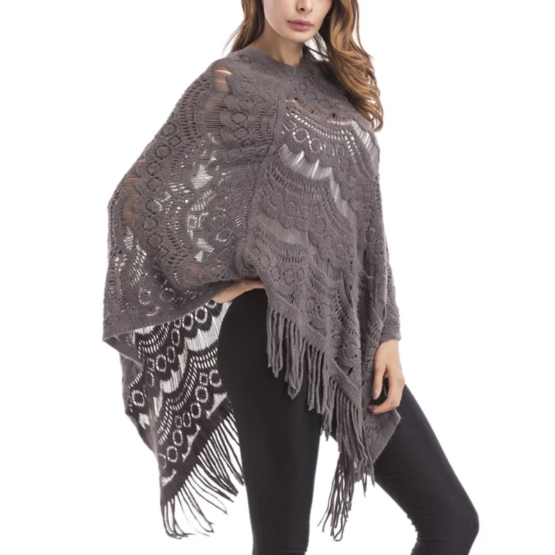 Buy Women British Style Poncho Winter scarf Tassel