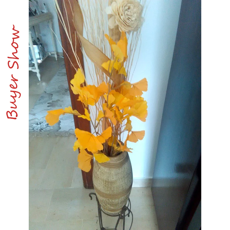 82 см, Осенние украшения, шелковые искусственные листья, желтые листья гинкго, искусственные растения для дома, свадебные украшения, вечерние садовые декорации