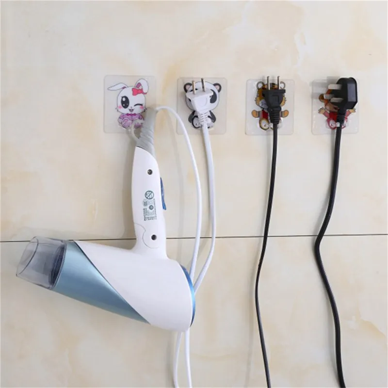 

Household Bathroom Wall-mounted Toothbrush Holder 4PCS Cartoon Sticky Type Toothbrush Holder Transparent Toothbrush Holder Set