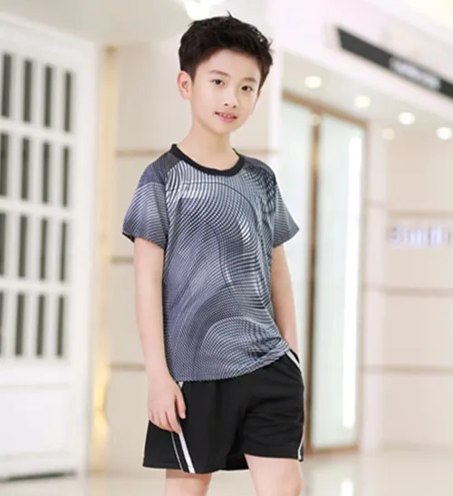 ZMSM/ Детские теннисные майки, шорты, комплект для бадминтона и настольного тенниса, рубашки для мальчиков и Футбольная Одежда для девочек, спортивная одежда для бега Y106k - Цвет: Черный