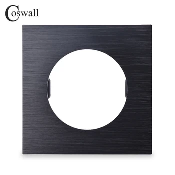 

Coswall Luxurious Wall Blank Panel With Hole For Gather Outgoing Line Knight Black Aluminum Brushed Metal Panel R12 Series