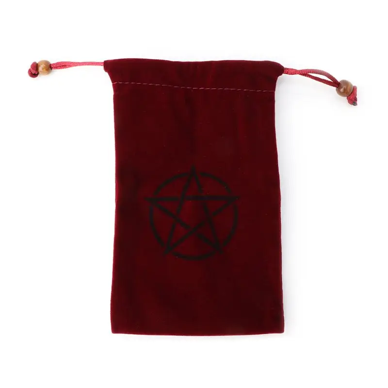 Многофункциональная бархатная сумка для хранения Таро с пентаграммой, 1 шт., чехол для настольной игры, держатель для карт, мини-Сумочка с кулиской посылка, 5 цветов - Цвет: Красный