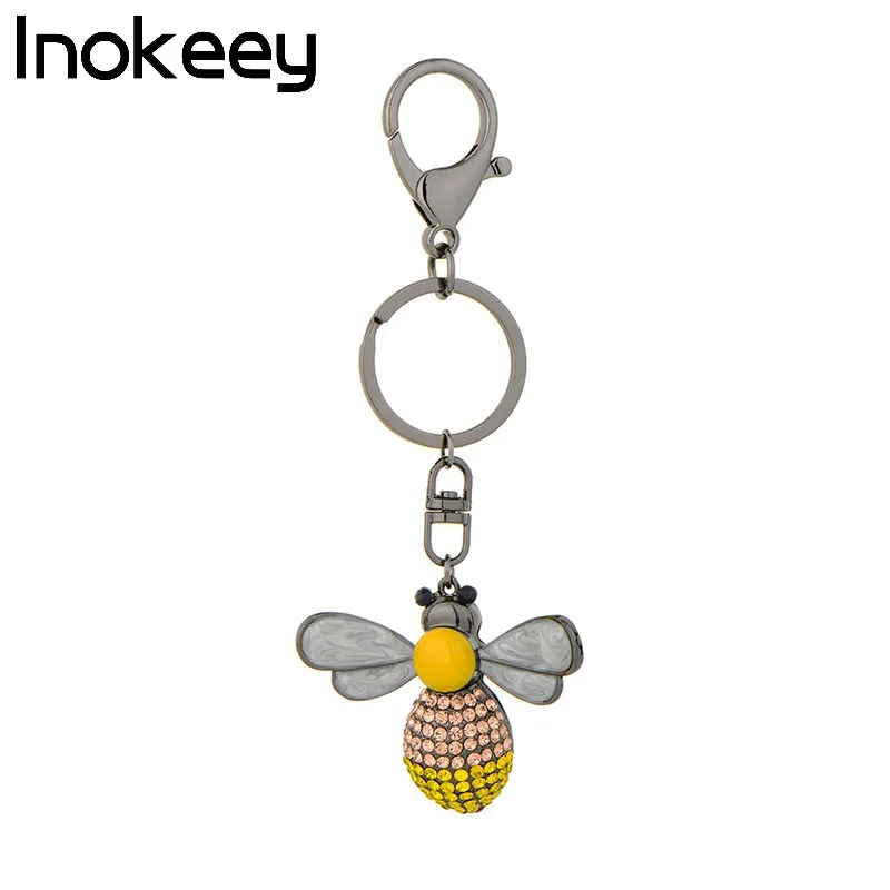 

Inokeey Alloy Yellow and Black Bee Key Chain Women Metal Insects Accessories Bag Key Ring
