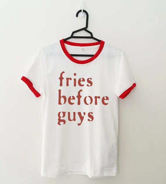 Fries Before Guys Red Letter T Shirt Casual Fashion Tees Tumblr Fries Before Guys Red Letter T Shirt Casual Fashion Tees Tumblr Graphic Y Summer Women Top Outfits Free Shipping In Shirts From S