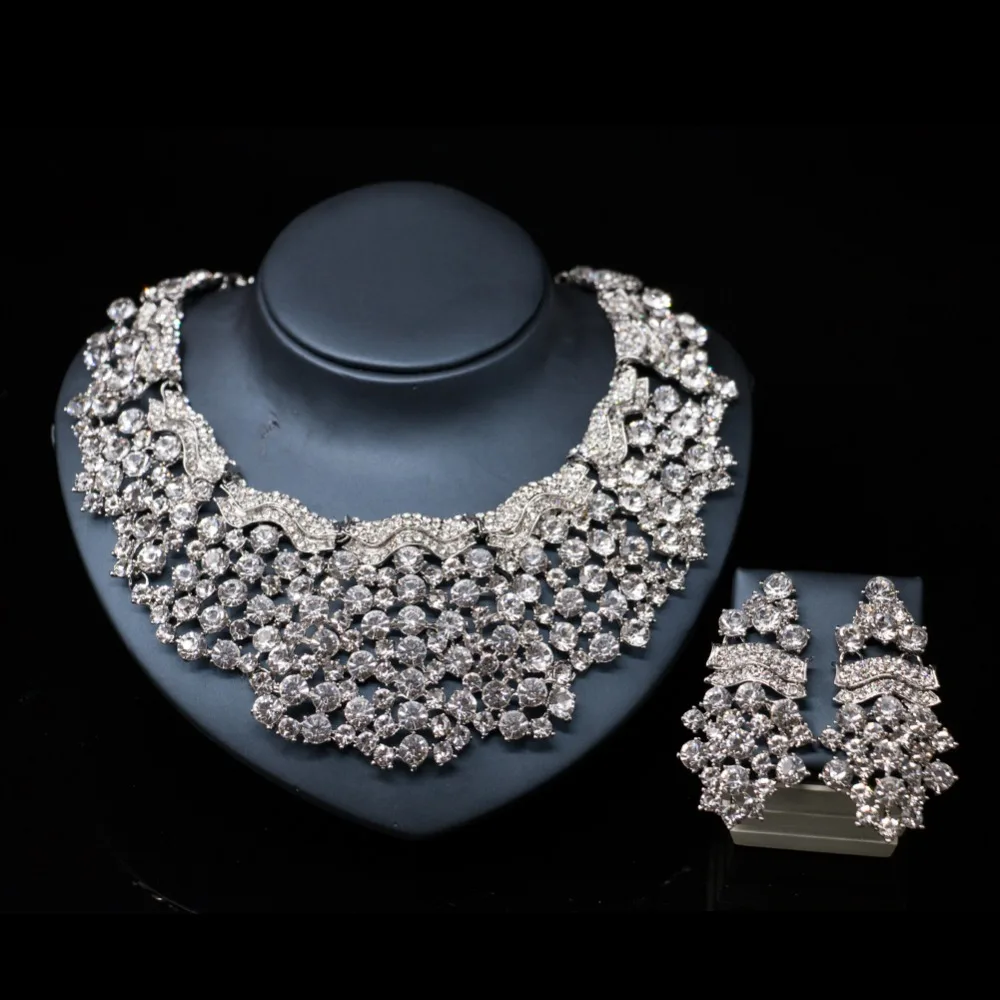 Комплект из колье и серёг с австрийским кристаллом|african jewelry set|turkish setsbridal necklace and