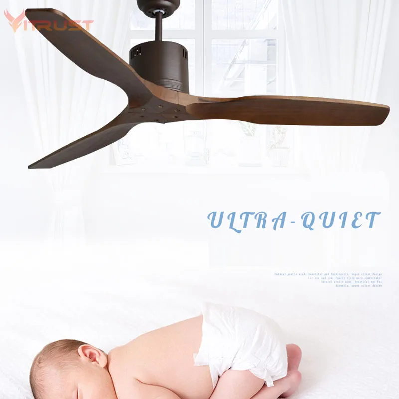 52 inch Nordic ceiling fan with Remote Control and 3 Wooden Blades Ceiling Fan creative vintage ceiling fan for dining room bedr