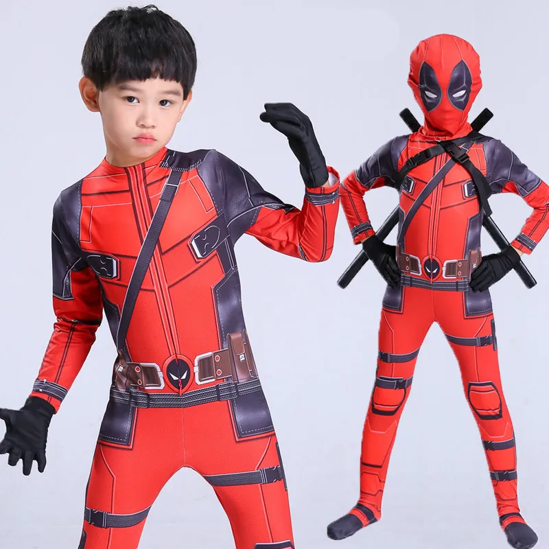 

high quality superhero deadpool costume adult halloween costumes for kids child boys spandex zentai suit Carnival avengers Fancy