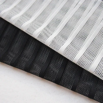 

French Elegant Stretch Mesh Fabric Black Striped Soft Dress Net Fabric Knitted Apparel Sewing Lingerie Cloth