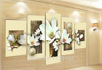 

White flowers 5 pcs set Diy diamond painting square diamond whole drill diamond embroidery cross-stitch canvas base EL66