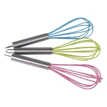 BakeBear Manual Egg Beater, 3 Sizes Stainless Steel Handle Silicone Egg Beaters Milk Cream Butter Whisk Mixer Stiring Tool