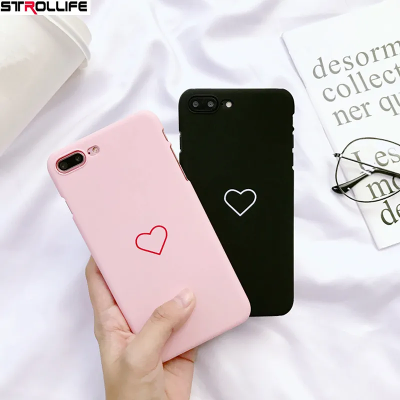STROLLIFE ультра тонкие жесткие чехлы для ПК iPhone 8 Plus милый мультфильм пара любящих