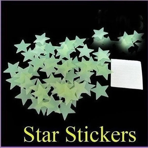 

100 in pack Luminous Stars Stickers Stereoscopic Decals Wall Paster for Room DIY