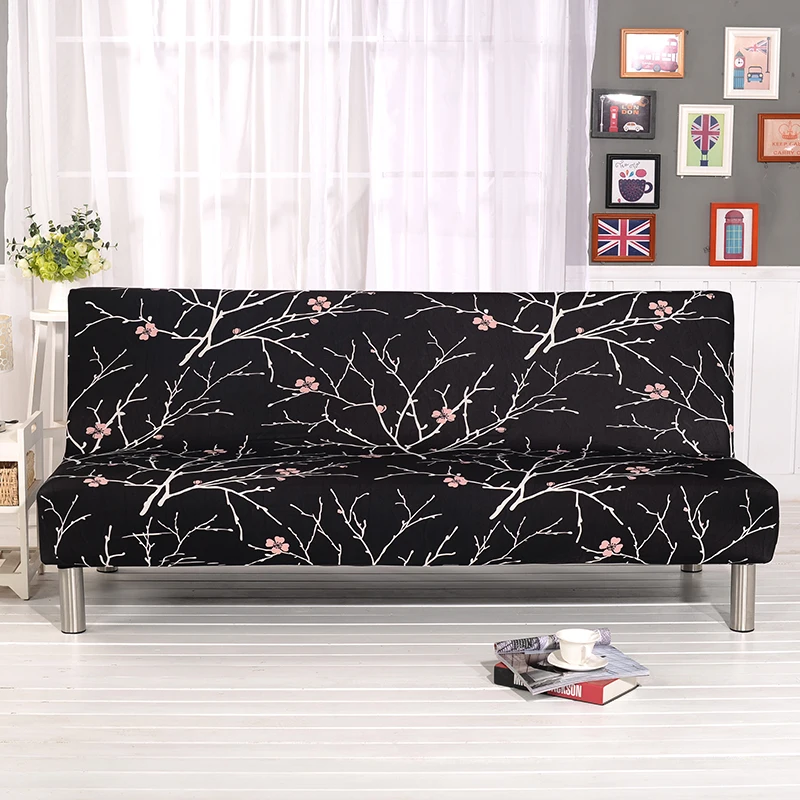 

black Plum blossom Sofa Bed Cover Folding chair seat slipcovers stretch covers cheap Couch Protector Elastic Futon bench Covers