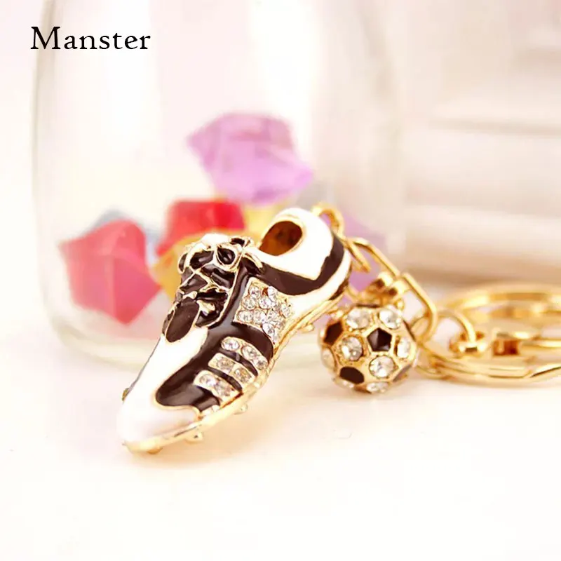 

Rhinestone Keychain Crystal Football Soccer Shoes For Car Purse Bag Buckle Pendant Key ring Key Chain For Man Women Gift Ring