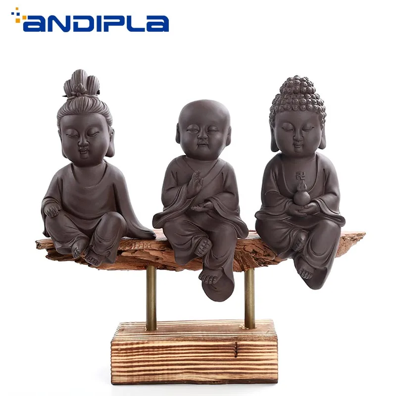 

Chinese Auspicious Figurine Crafts Guanyin Buddha Monk Tea Pet Ornament Yixing Zisha Kung Fu Tea Accessories Creative Home Decor