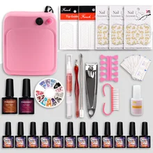 36 Вт УФ-лампа для Набор для маникюра 12 цветов гелевый Набор для маникюра Набор инструментов для искусства Устойчивый лак для ногтей для маникюра Набор для маникюра