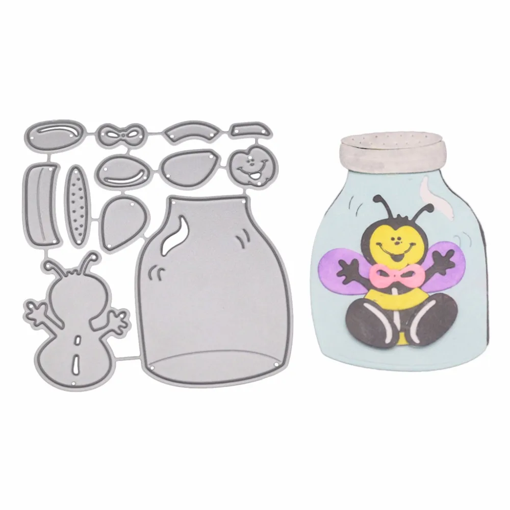 

Bee Jar Metal Cutting Dies Stencil DIY Scrapbooking Album Stamp Paper Card Embossing Craft Decor