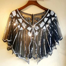 Черная Свадебная шаль накидка женское платье Болеро Короткий плащ расшитый блестками Искрящийся Свадебный жакет, болеро novia, изготовленная на заказ Свадебная накидка