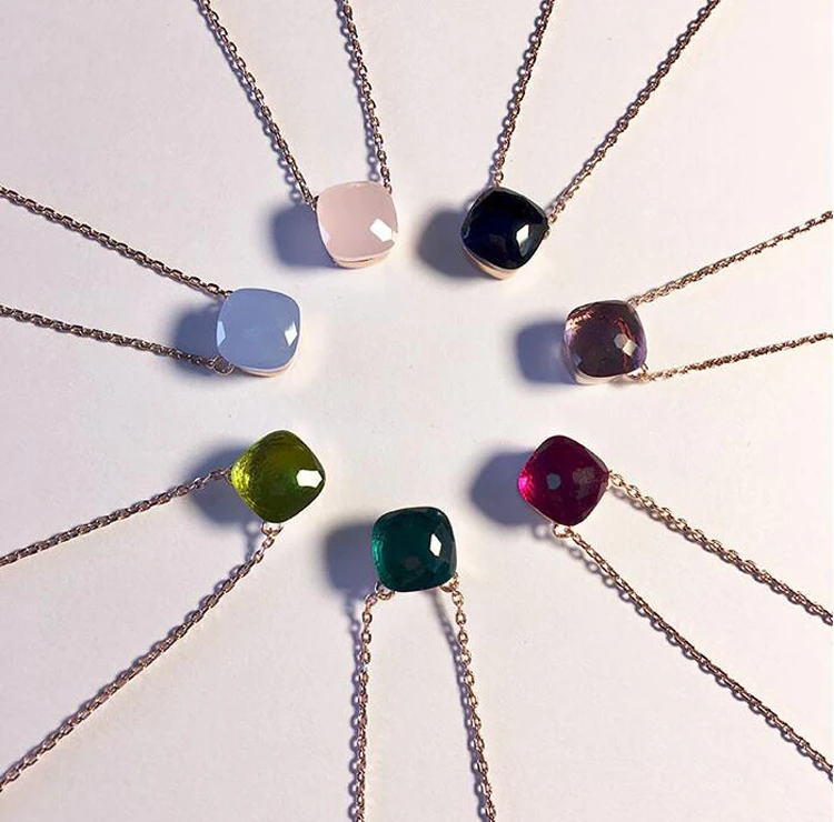 Высокое качество многогранное многоцветное квадратное Серебрянное Ожерелье Подвеска ключица цепочка на шею; ожерелье для женщин модные ювелирные изделия