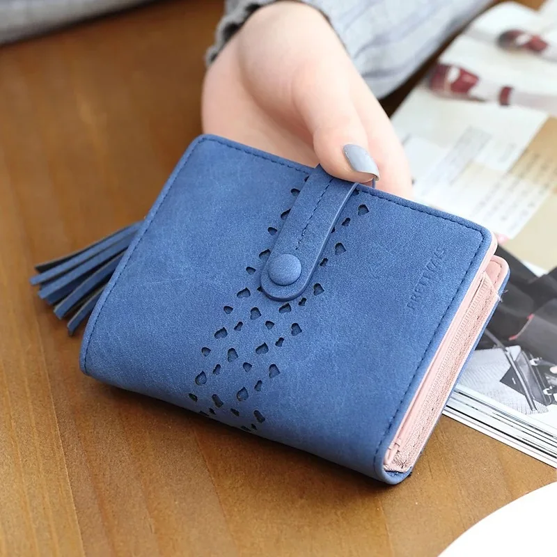 Womens Wallet With Slots Small Wallets For Women Bifold Slim Coin Purse  Zipper ID Card Holder Cute Heart Pattern Mini Storage Multifunction Bag 