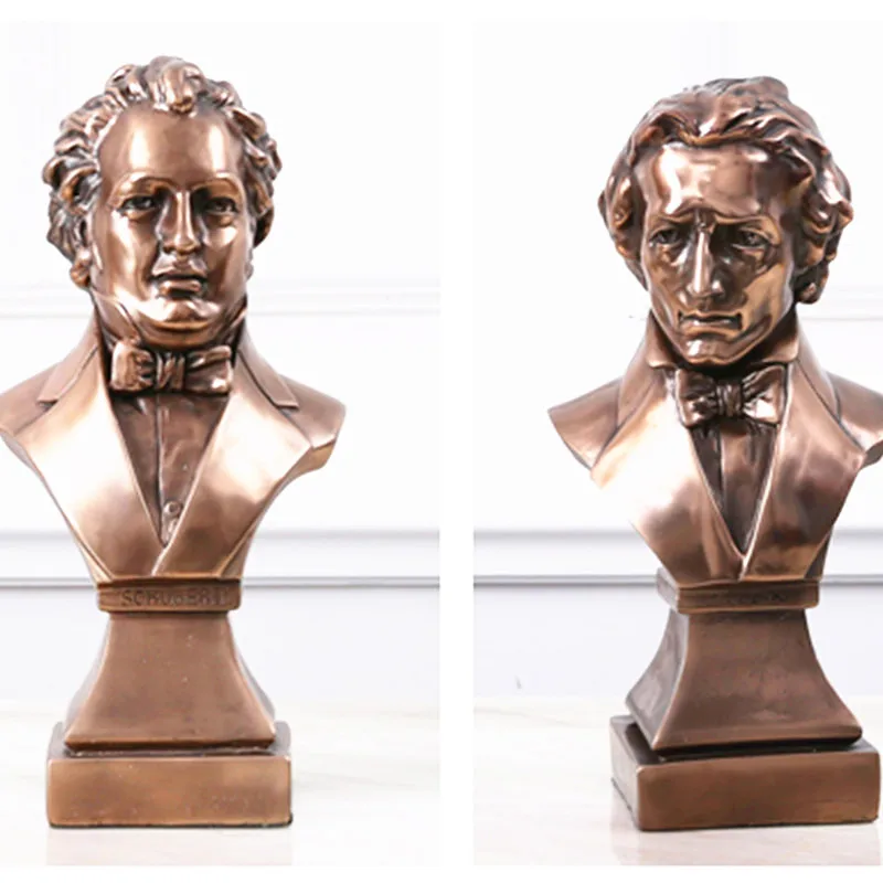 

Figures Statue Fryderyk Franciszek Chopin Franz Peter Schubert Head Portra European Style Home Furnishing Articles G1011