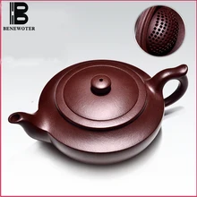 240 мл Исин Чайный горшок зиша старая фиолетовая грязь Хан плоский горшок знаменитый полностью ручной работы Кунг фу Чайный фильтр чайник с 188 отверстиями для воды