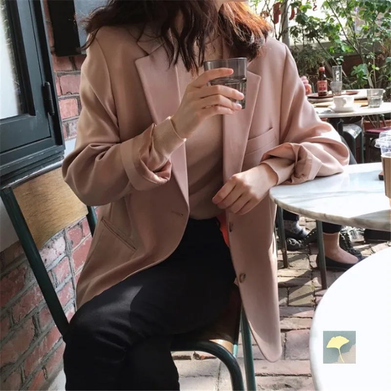 Fashion 2019 New Single Breasted Solid Work Blazer Women Long Sleeve Pocket Suit Blazers And Jackets Casual Office Outwear
