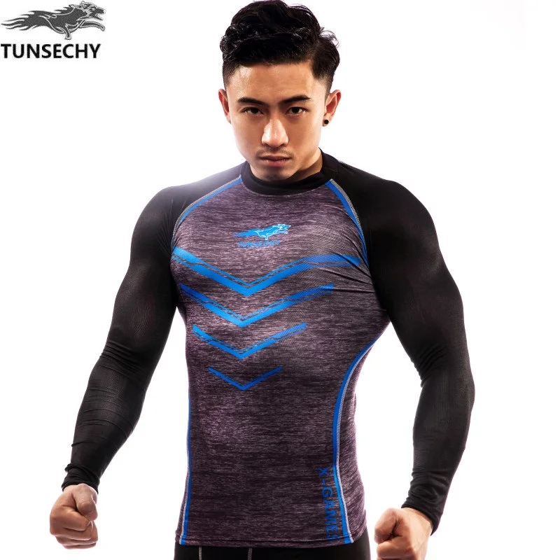 TUNSECHY original Hot Compression Shirt Long sleeve Fitness t shirt
