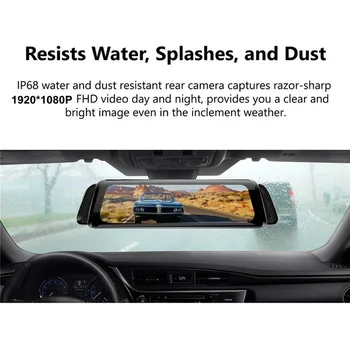 

Car video recorder / streaming media rear view mirror car DVR dual camera front camera 170 ° + rear camera 140 ° touch screen