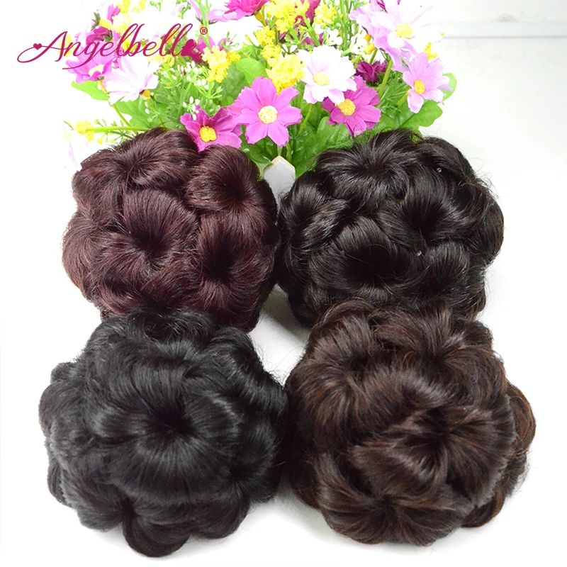 Angelbella Hairpiece Bun Chignon Braid Human Hair Clip In Buns