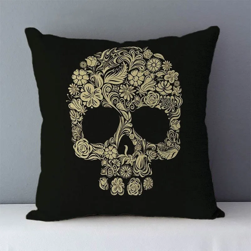 Post-modern style couch cushion Skull printed home decorative pillows square size 45x45cm seat cushions pillowcase without core 