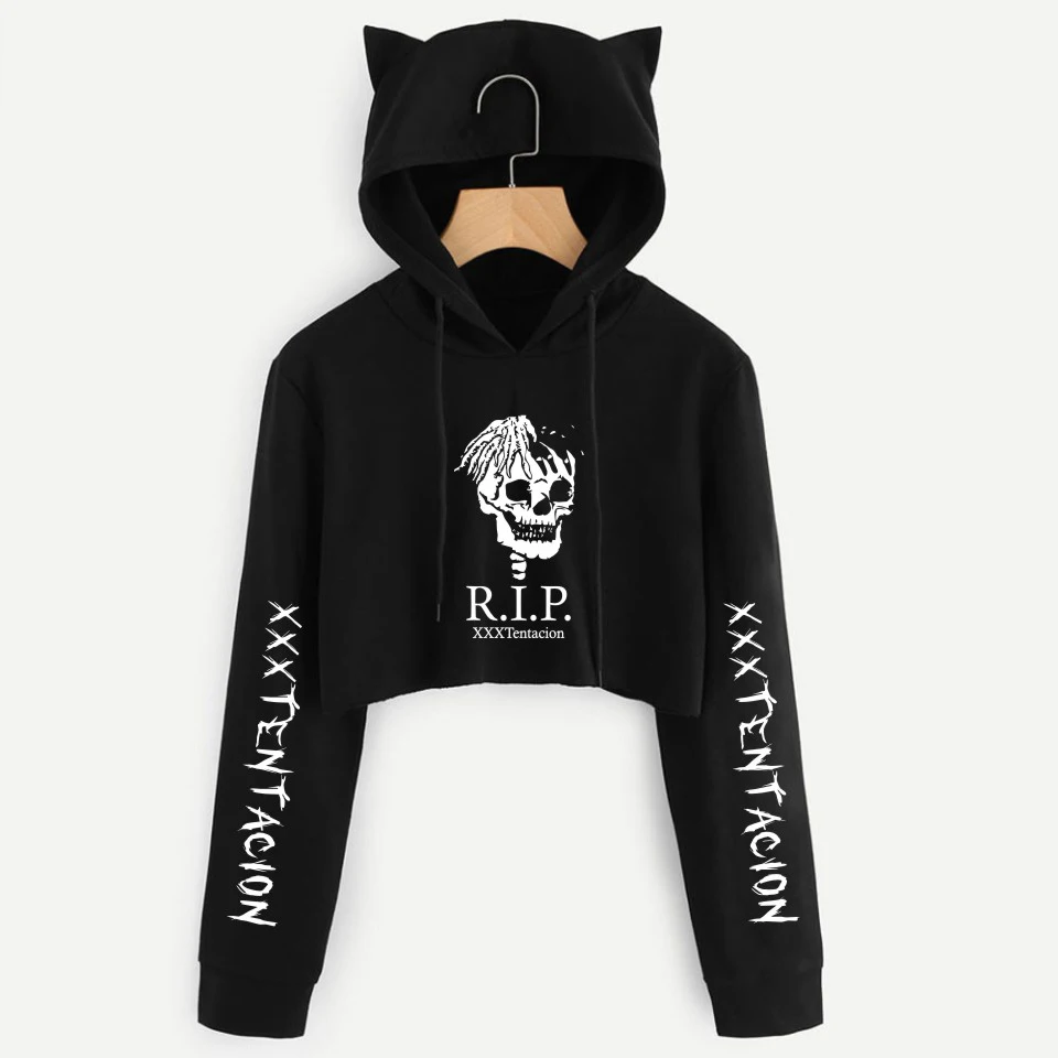Прямая поставка xxxtentacion укороченный топ толстовки горячая Harajuku короткий Свитшот