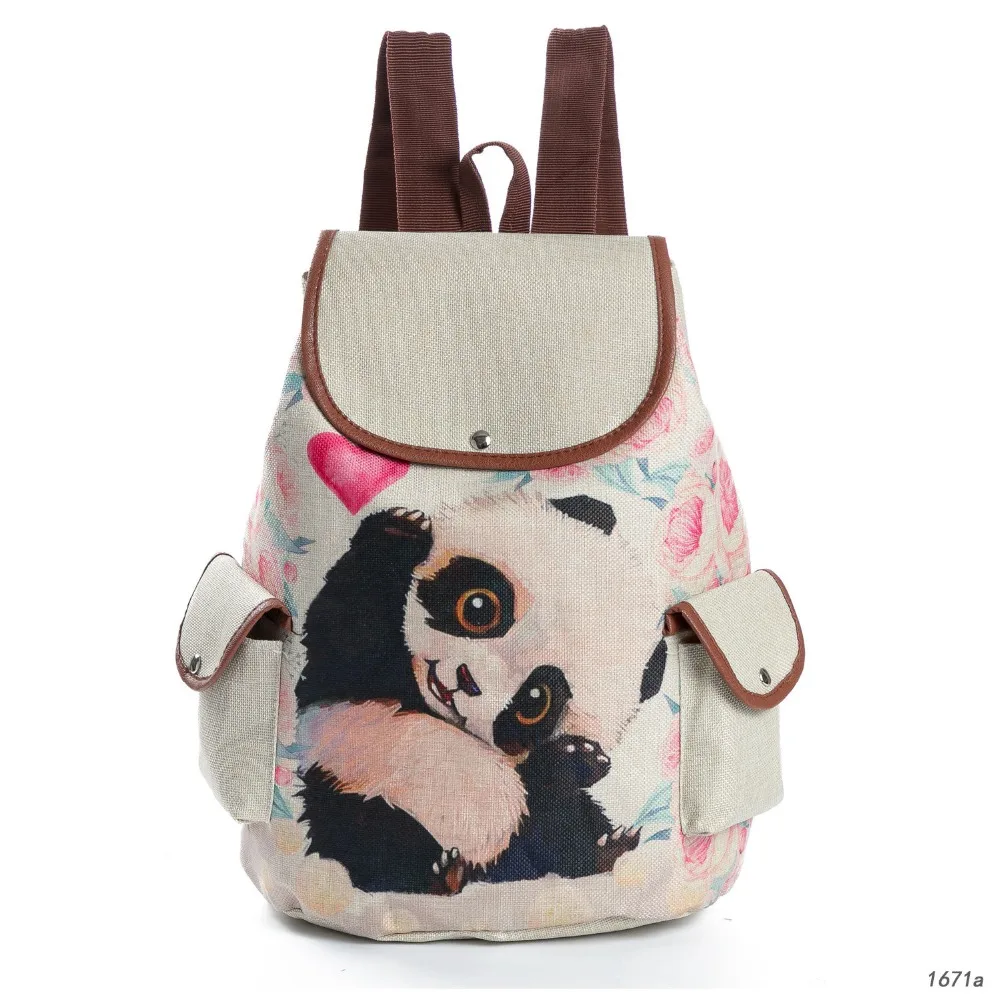 #*Cheap 2019 Environment friendly Canvas Backpacks Lovely Printed Panda Backpack Teenager Cute Cartoon Big Capacity School Bag Girls