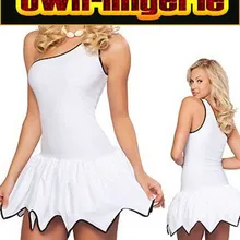 Белая сорочка с юбкой сексуальное ночное белье, белый болельщик костюм платье, одно плечо почтовый Zag платье