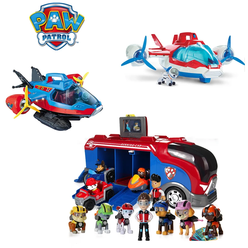 Ceny Paw Patrol zabawka dla psa samolot jacht autobus centrum dowodzenia Patrulla Canina narzędzie ratunkowe kolekcja figurki Cosplay dzieci prezent