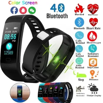 

Color Screen Bluetooth 4.0 Smartband IP67 Waterproof Heart Rate Monitor Blood Pressure Measurement Y5 Smart Wrisrbands Bracelet