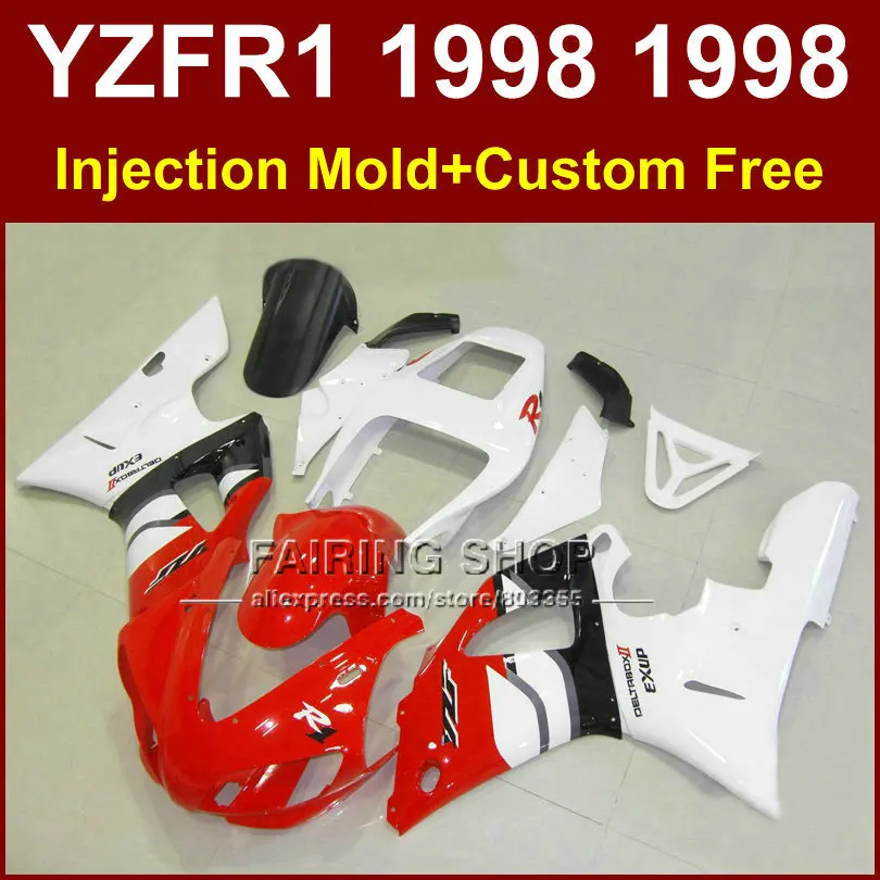 

O7RV Hot sale EXUP fairings kit for YAMAHA YZF R1 YZF1000 98 99 R1 custom fairing set YZF R1 1998 1999 red white body parts
