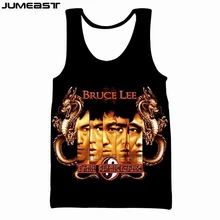 Бренд Jumeast, мужской/женский жилет с 3D принтом, китайский кунг-фу, суперзвезда Брюс Ли, короткий рукав, спортивный пуловер, летние Майки, футболки